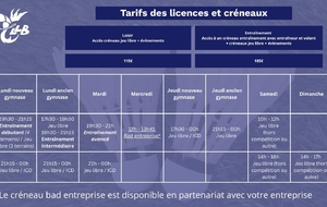 Licences 2026 - 2027