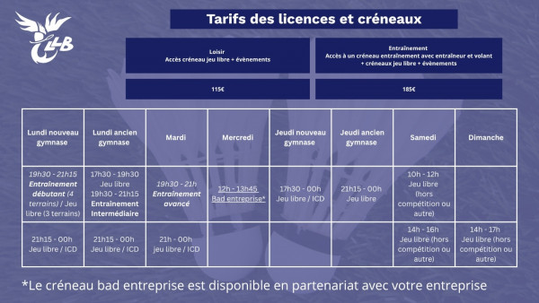 Licences 2026 - 2027